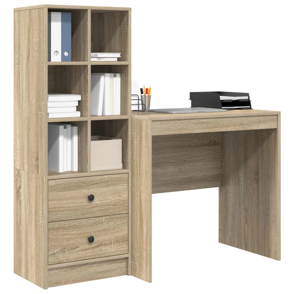 vidaXL Bureau Sonoma Eiken 125,5 x 50 x 127 cm 2 st Bruin