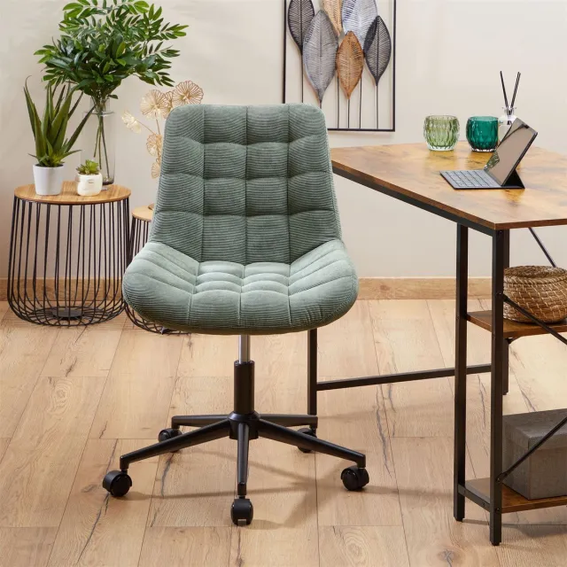 IDIMEX Draaistoel VASILO met corduroy - Groen
