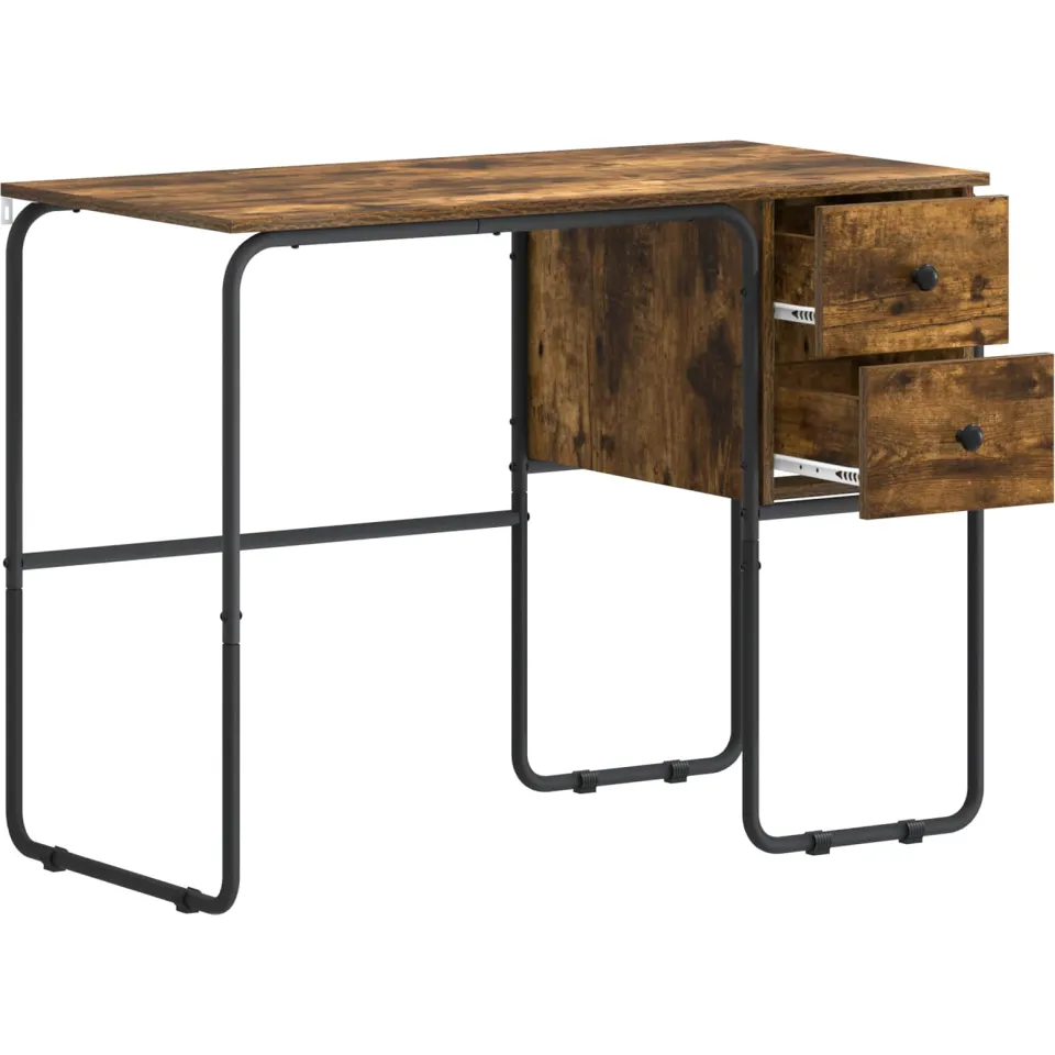 vidaXL Bureau met opbergruimte Gerookt eiken 100 x 50 x 75 cm Bruin