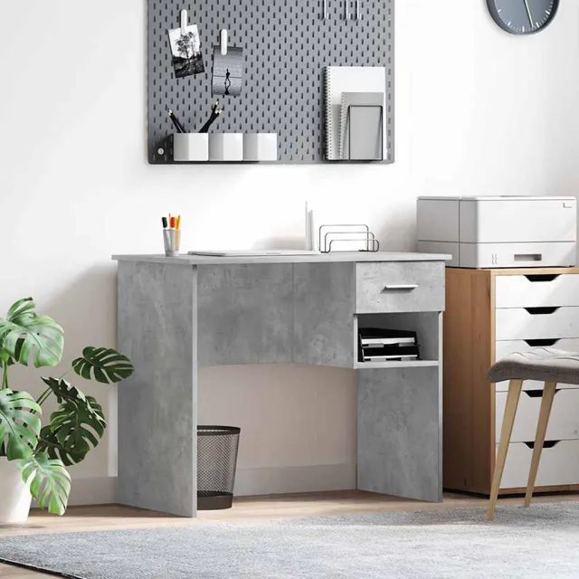 vidaXL Bureau Beton Grijs 90 x 49 x 75 cm Bewerkt hout, foto 2
