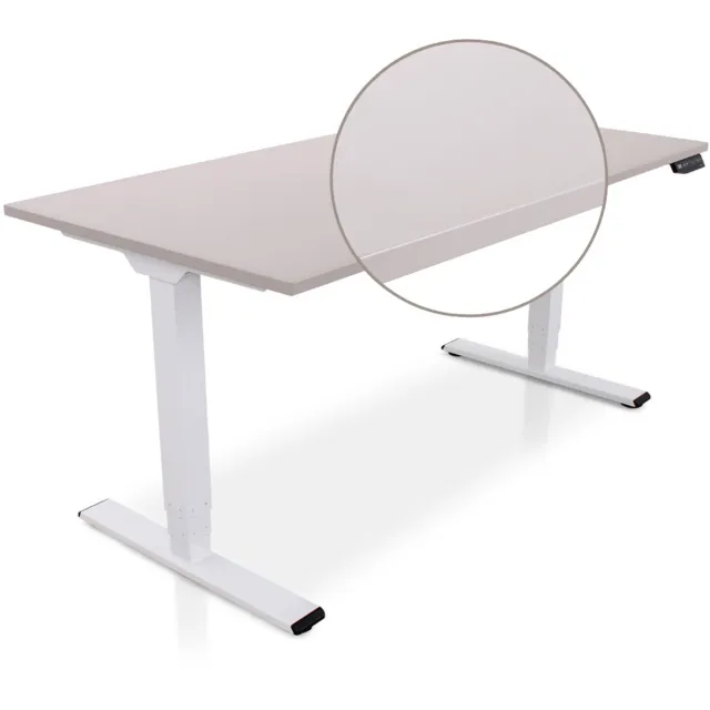 Multi Ratio Lineaflex MRC COMFORT Zit-Sta Bureau – Elektrisch Verstelbaar – 180x80 cm – Blad Sand Grey – Wit Frame – ARBO Norm NEN-EN 527 – Met memorybediening – 100 KG Draagvermogen – 130 cm Hoog - Inclusief Kabelmanagement!