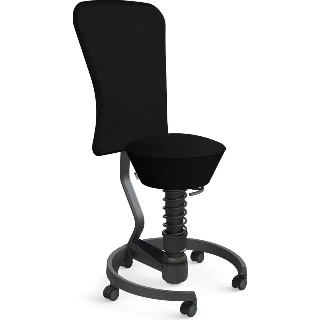 AERIS SWOPPER with backrest footring with castors (hard floor), black spring strut type: standard, black, spring black seat cover: mesh fabric Runner (Gabriel), black backrest pole: black, backrest cover: mesh fabric Runner (Gabriel), black zwart - zachte wielen