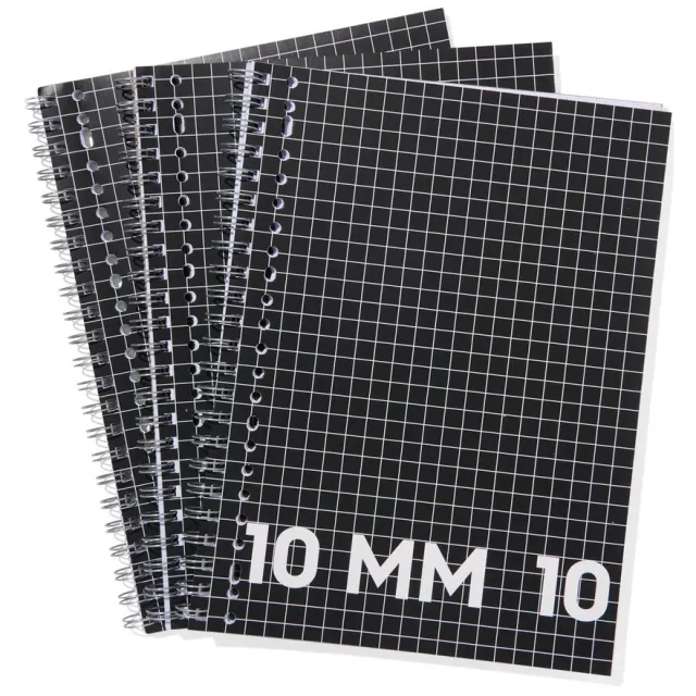 HEMA Collegebloks zwart A4 geruit 10mm - 3 stuks (zwart)