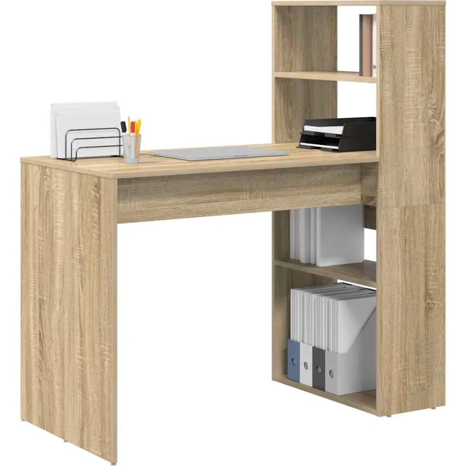 vidaXL Bureau Sonoma Eiken 113 x 54 x 120 cm Bewerkt hout, foto 3