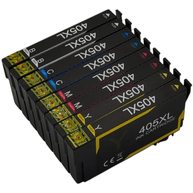KATRIZ huismerk voor Epson 2x 405XLZwart + 2x 405XLCyaan + 2x 405XLMagenta + 2x 405XLGeel | WorkForce Pro WF-3820 DWF / WF-3825 DWF / WF-4820 DWF / WF-4830 DTWF / WorkForce WF-7830 DTWF / WF-7835 DTWF / WF-7840 DTWF Zwart,Cyaan,Magenta,Geel