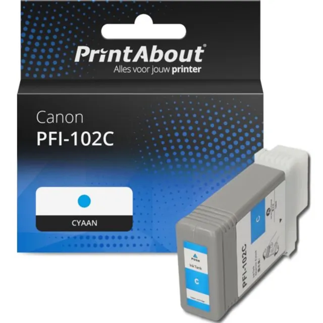 PrintAbout huismerk Inktcartridge PFI-102C Cyaan geschikt voor Canon