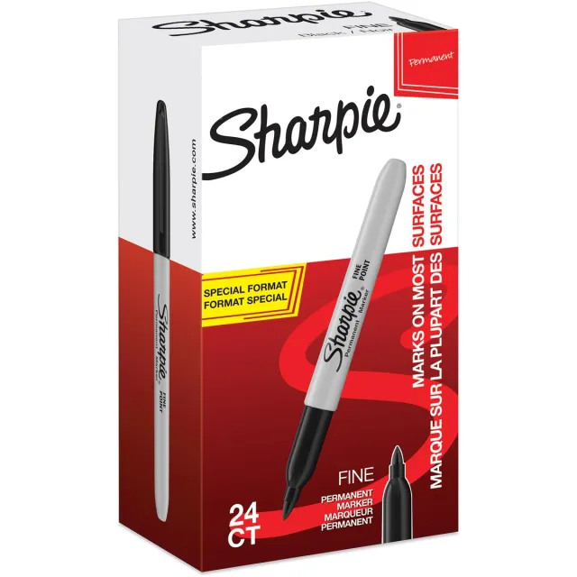 Sharpie permanente marker fijn, value pack van 24 stuks (20 + 4 gratis), zwart