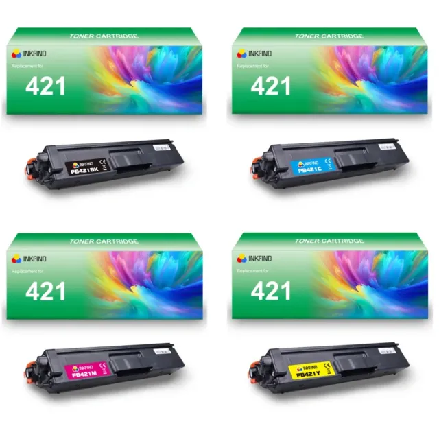 INKFIND TN421 tonercartridge multipack van 4 stuks (Zwart+Cyaan+Magenta+Geel) compatibel met Brother TN421BK/TN421C/TN421M/TN421Y TN-421BK/TN-421C/TN-421M/TN-421Y (Zwart+Cyaan+Magenta+Geel) toner cartridge -4-pack BK/C/M/Y Zwart/Cyaan/Magenta/Geel