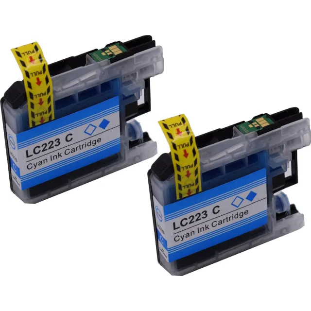 KATRIZ huismerk inkt voor|brother LC223C |10ml | ( 2stuks) - Met chip Cyaan
