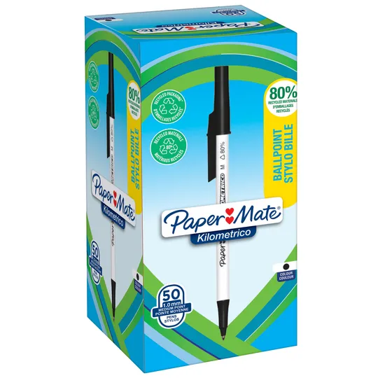 Paper Mate Balpen Paper Mate Kilometrico Recycled medium zwart