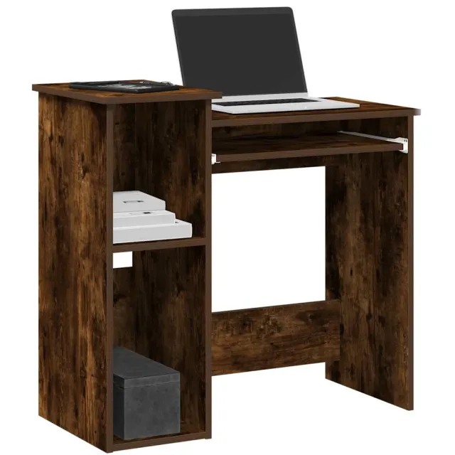 vidaXL Bureau met schappen 84x40x78 cm bewerkt hout gerookt eiken Bruin