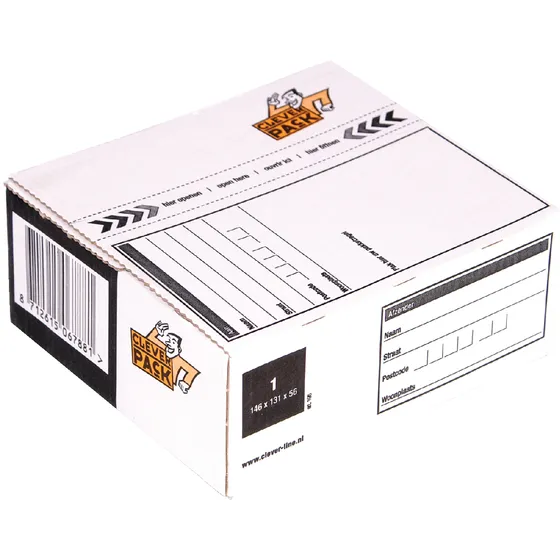 Cleverpack Postpakketbox 1 CleverPack 146x131x56mm wit pak à 25 stuks