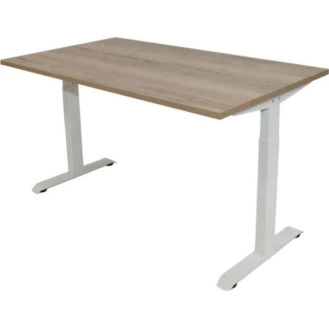 Game Hero Office Hero® Cosmic - In hoogte verstelbaar bureau wit frame - Game bureau - Computertafel - Werktafel - 120x80 - Natuur eik
