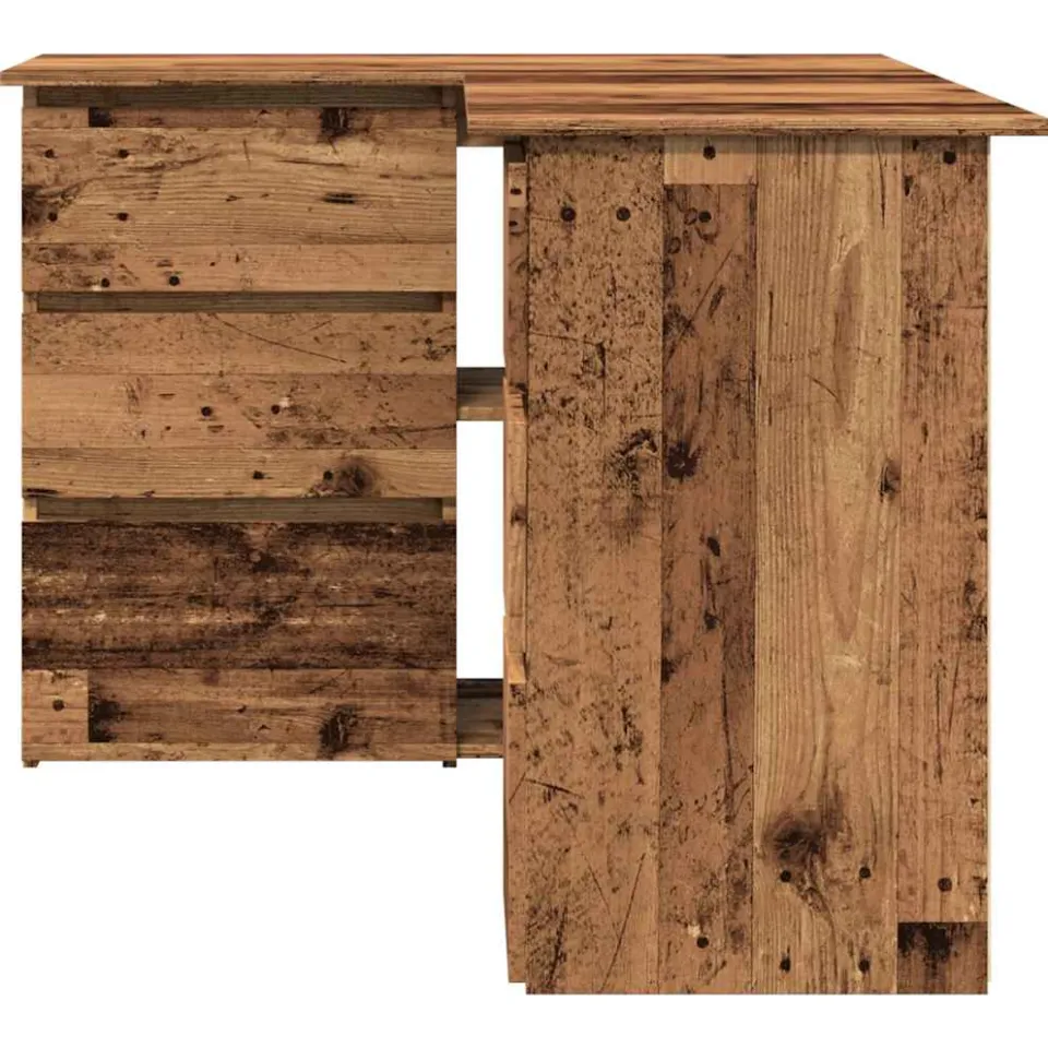 vidaXL Hoekbureau 145x100x76 cm bewerkt hout oud houtkleurig Bruin