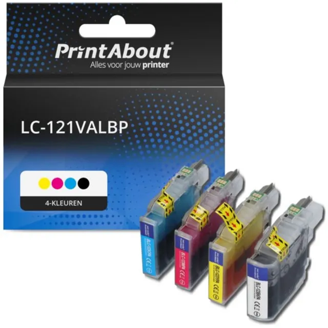 PrintAbout Huismerk Brother LC-121VALBP Inktcartridge 4-kleuren Voordeelbundel