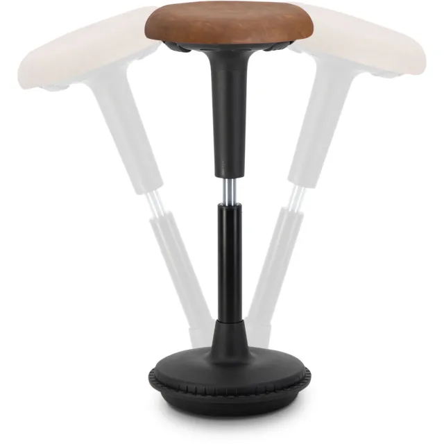 Wobblez Spine Wiebelkruk - in hoogte verstelbare bureaukruk van 65-85 cm voor Sta bureau - Cognac zitting Zwart frame STA - Zwart frame - Cognac zitting
