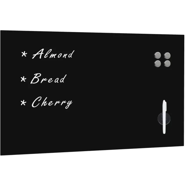 vidaXL Schoolbord voor aan de wand magnetisch 100x60 cm glas Zwart