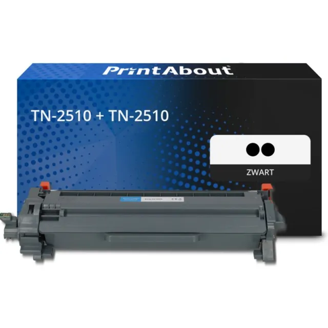 PrintAbout huismerk Toner TN-2510 + TN-2510 Zwart Multipack Geschikt voor Brother