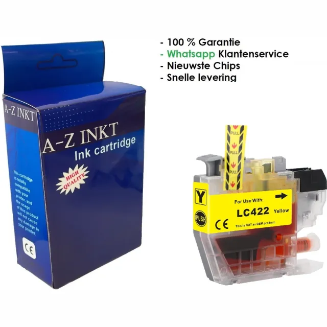 AtotZinkt premium huismerk inkt cartridges voor Brother 422 / LC-422 XL Y Yellow geel 1 stuk - Geschikt voor Brother MFC-J5340DW, J5345DW, J5740DW, J6540DW en J6940DW