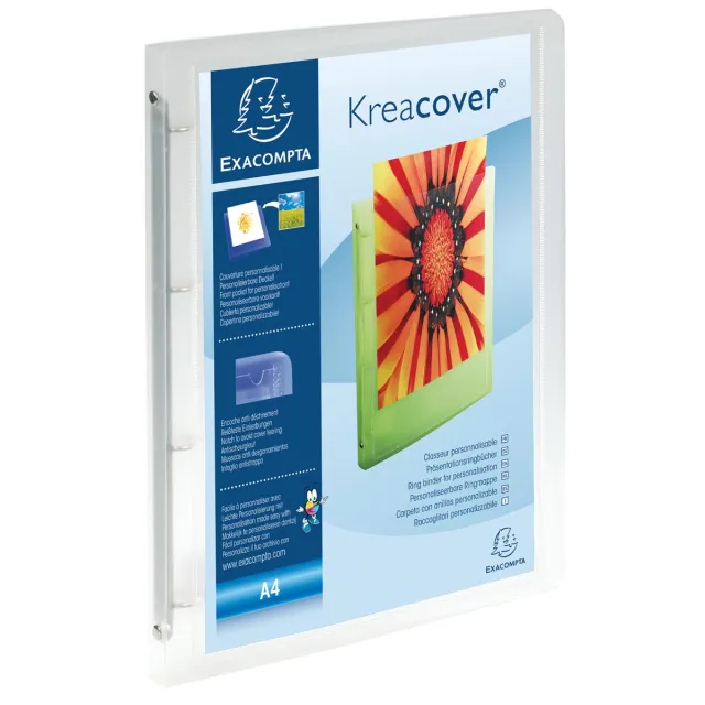 Exacompta Exaclair Personaliseerbare ringmap Kreacover 4 ringen, transparant wit