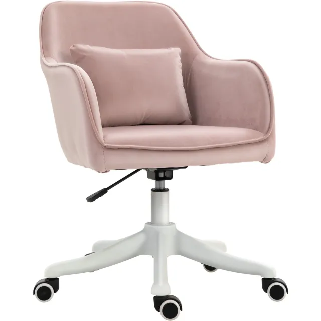Vinona Bureaustoel - Met massage-lendenkussen en USB-aansluiting - In hoogte verstelbaar - Stoffen bekleding - 57 x 70 x 78-86 cm - Roze