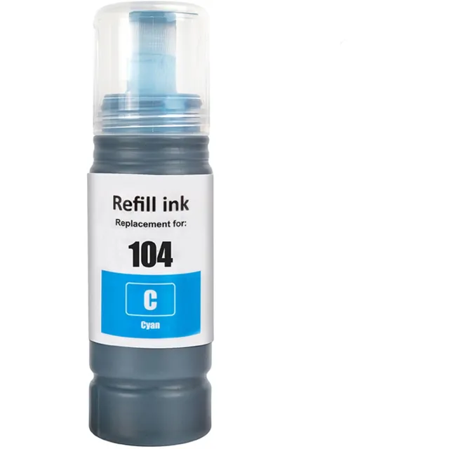 Inktkenners Inkt Geschikt voor Ecotank 104 - 1x Cyaan | ET-1810, ET-2710, ET-2711, ET-2712, ET-2714, ET-2720, ET-2721, ET-2726, ET-2810, ET-2811, ET-2812, ET-2814, ET-2815, ET-2820, ET-2821, ET-2825, ET-2826, ET-2830, ET-2840, ET-2860, ET-2861, ET-2862 o.a.