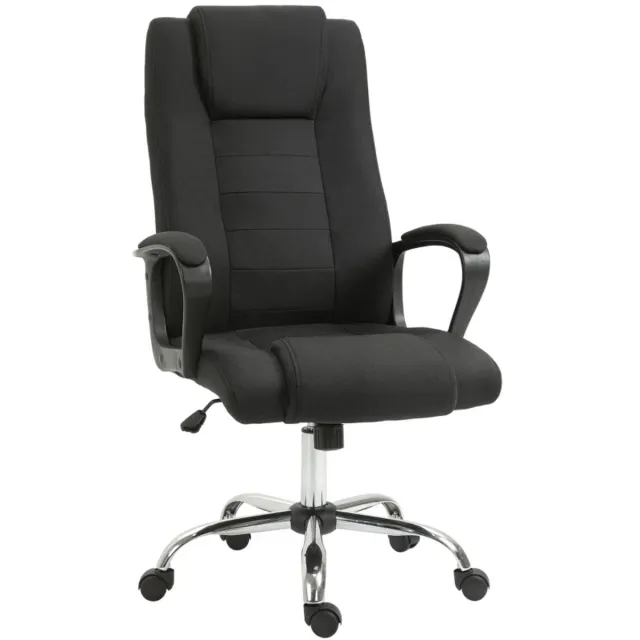 ZYLARO Ergonomische Bureaustoel met Schommelfunctie & Hoge Rugleuning - In Hoogte Verstelbaar - 360° Draaibaar - Kantoorstoel - Gamestoel - Volwassenen Stoel - Directiestoel - Computerstoel - Linnenlook - Zwart