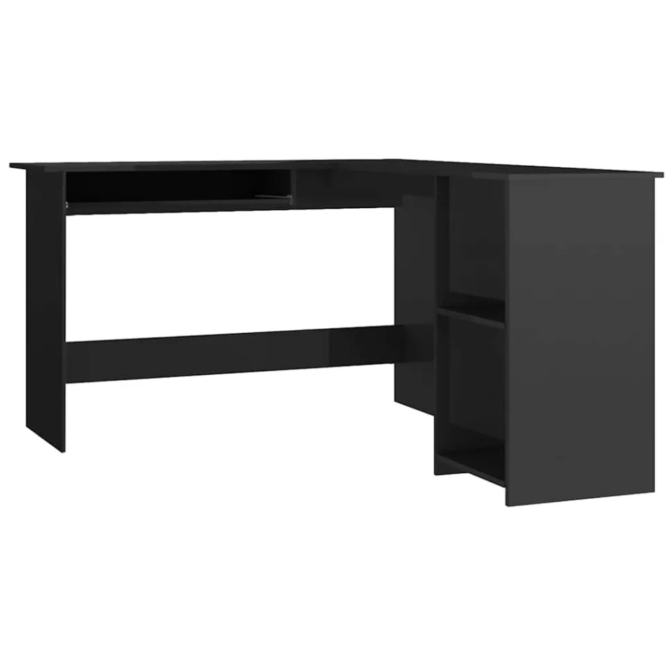vidaXL Hoekbureau L-vormig 120x140x75 cm bewerkt hout hoogglans zwart, foto 3