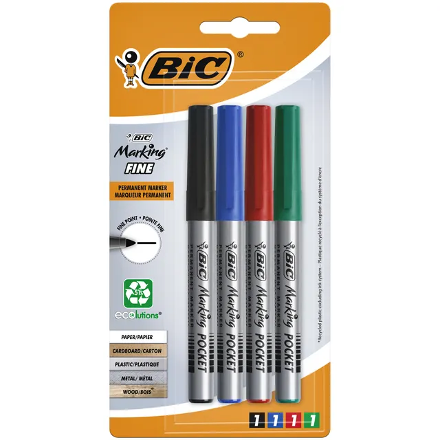Bic Viltstift Bic ecolutions rond fijn assorti blister à 4 kleuren