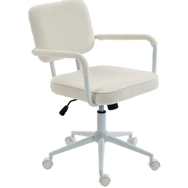 STILVORA Bureaustoel 58 x 62 x 83-93 cm - Draaibaar en In Hoogte Verstelbaar - Voor Thuiswerkplek en Slaapkamer - Metaal - Crèmewit Crème wit