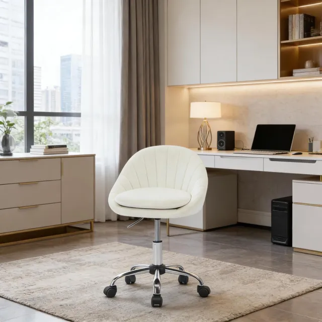CHICFURN Bureaustoel - Verstelbare zithoogte - Zonder armleuningen - Beige