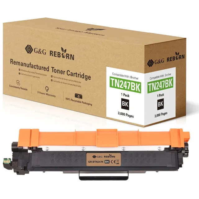 G&G Toner vervangt Brother TN-247BK Compatibel Zwart 3000 bladzijden Reborn remanufactured 21184