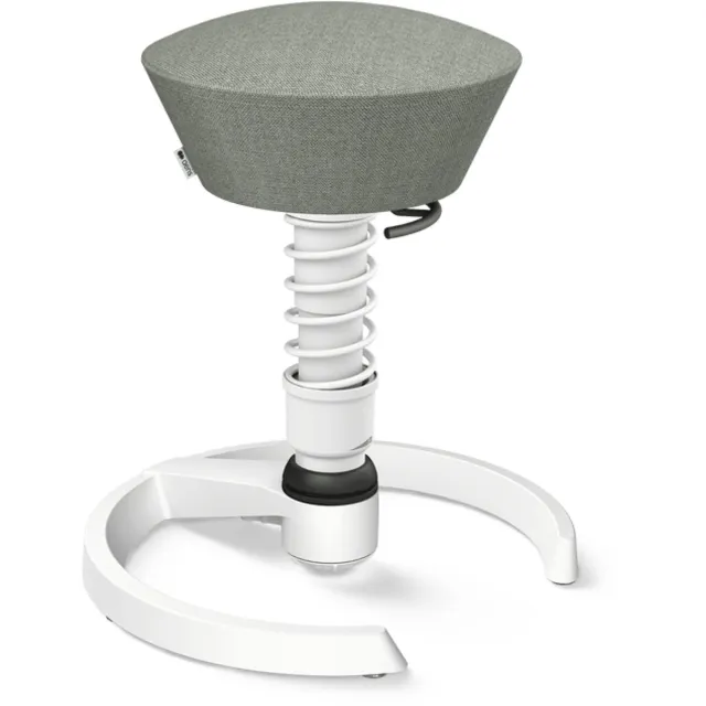 Aeris Swopper - ergonomische bureaukruk - witonderstel - steengrijze bekleding - gliders - wol - standaard Steengrijs