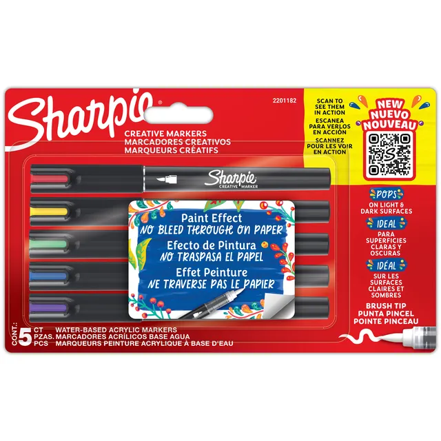 Sharpie Creatieve marker Sharpie brushpunt assorti blister à 5 stuks