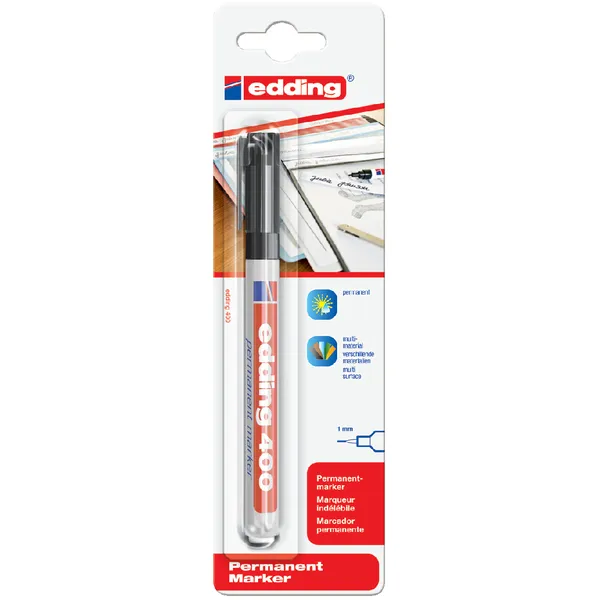 Edding Viltstift edding 400 rond 1mm zwart blister à 1 stuk