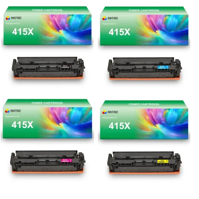 INKFIND 415X (W2030X/W2031X/W2032X/W2033X) tonercartridge multipack van 4 stuks (Zwart+Cyaan+Magenta+Geel) compatibel met HP 415X (W2030X/W2031X/W2032X/W2033X) toner cartridge -4-pack BK/C/M/Y Zwart/Cyaan/Magenta/Geel