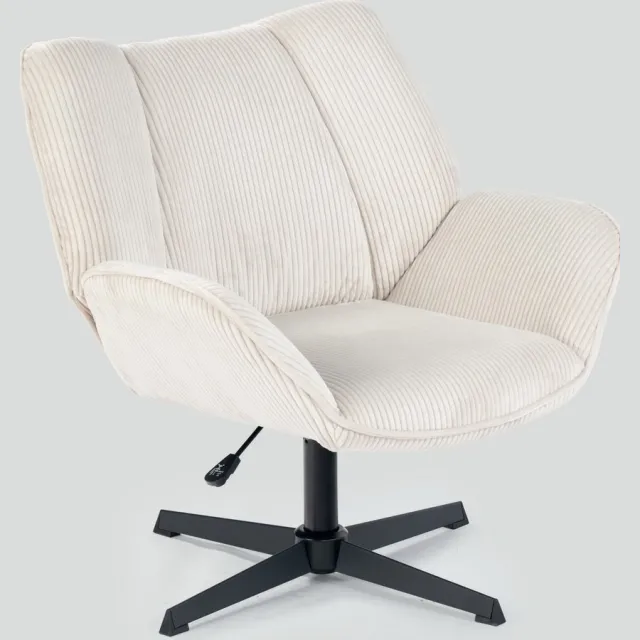MEUBLE COSY Bureaustoel - Ruime Rugleuning en Zitting Draaibaar Corduroy - Beige