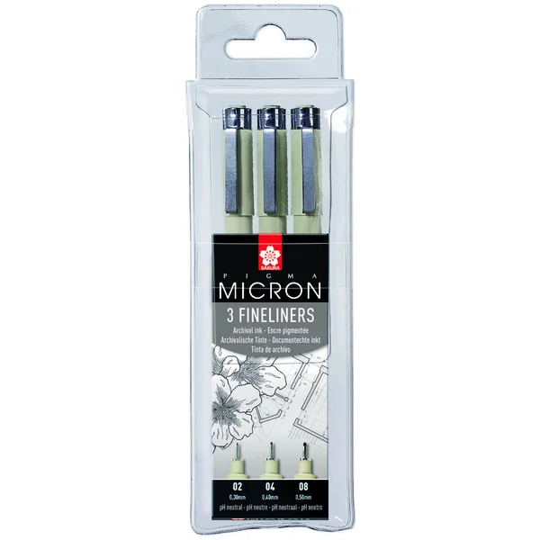 Sakura Fineliner Sakura Pigma Micron set à 3 schrijfbreedtes fijn zwart