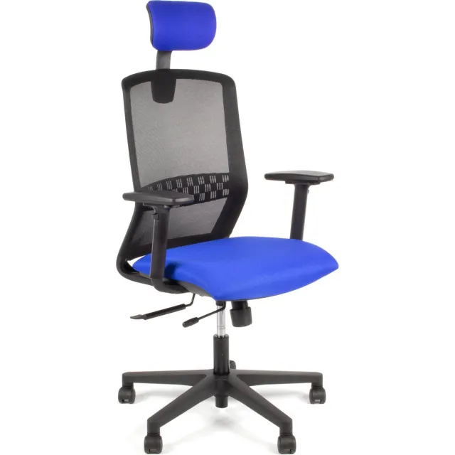 Linea Tekna 01/PT - Bureaustoel - Ergonomisch EN1335 - Met hoofdsteun - Multi verstelbaar- Zwart/Blauw
