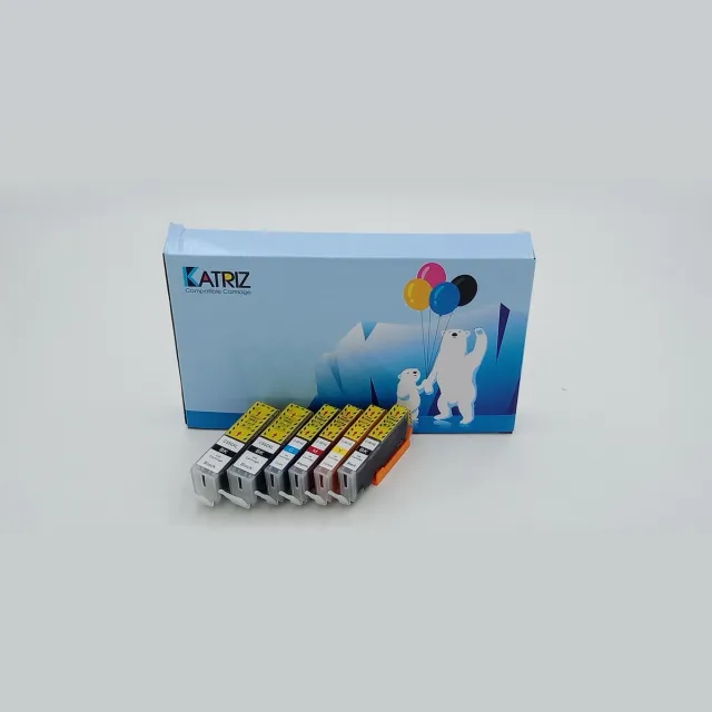 KATRIZ huismerk inkt voor Canon 2X PGI550XLzwart + 1X CLI551XLzwart + 1X CLI551XL Cyaan + 1X CLI551XL Magenta + 1X CLI551XL Geel | IP7250/8750/6800/6850/5450/5500/5550/5600/5650/5655/6300/6350/6450/6600/6650/7150/7550/725/ 925|(6stuks) Zwart, Foto Zwart, Cyaan, Magenta, Geel