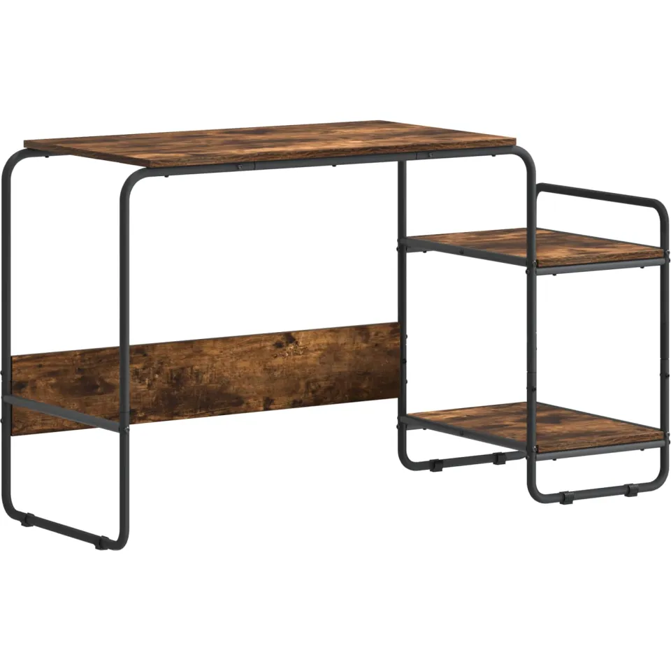 vidaXL Bureau met opbergruimte Gerookt eiken 131.5 x 50 x 75.5 cm, foto 3