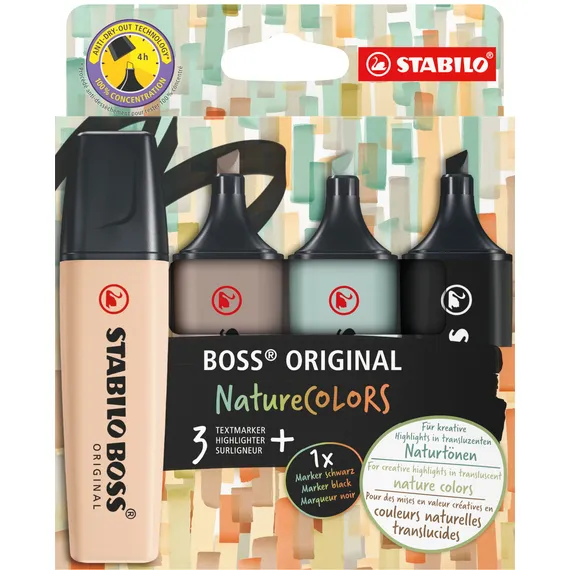 Stabilo Markeerstift STABILO Boss 70/4 nature colors etui à 4 stuks