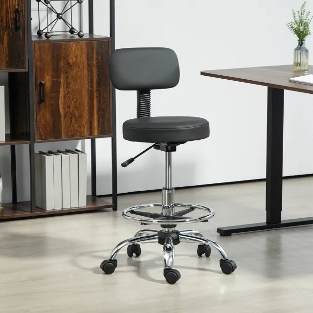 COVREO Bureaustoel 52x52x92 cm zwart, kunstleer met voetring draaibaar