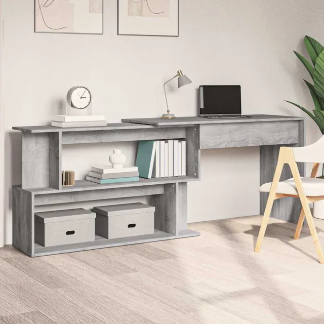 vidaXL Hoekbureau 200x50x76 cm bewerkt hout grijs sonoma eiken, foto 2