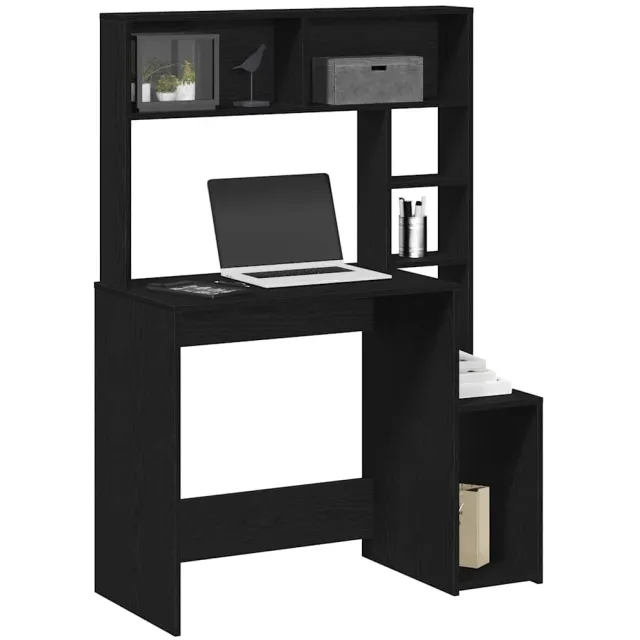 vidaXL Bureau met schappen 100x45x140 cm bewerkt hout zwart