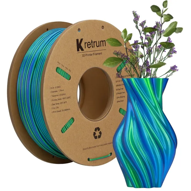 PLA Filament Multikleur - 3D Printer - 1,75mm - Voor FDM of FFF Printer - DIY - Groen en Blauw - 3D&Print