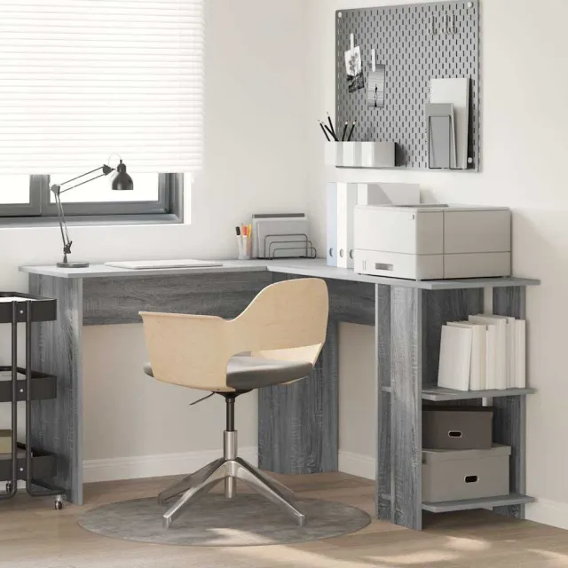 vidaXL Hoekbureau Grijs Sonoma 140 x 113,5 x 75 cm Bewerkt hout, foto 2
