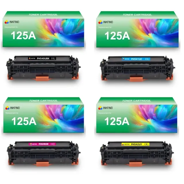 INKFIND 125AU (CB540A/541A/542A/543A) tonercartridge multipack van 4 stuks (Zwart+Cyaan+Magenta+Geel) compatibel met HP 125A (CB540A/CB541A/CB542A/CB543A) HP 128A (CE320A/CE321A/322A/323A) HP 131X (CF210X/211A/212A/213A) Canon 716 -4-pack BK/C/M/Y Zwart/Cyaan/Magenta/Geel