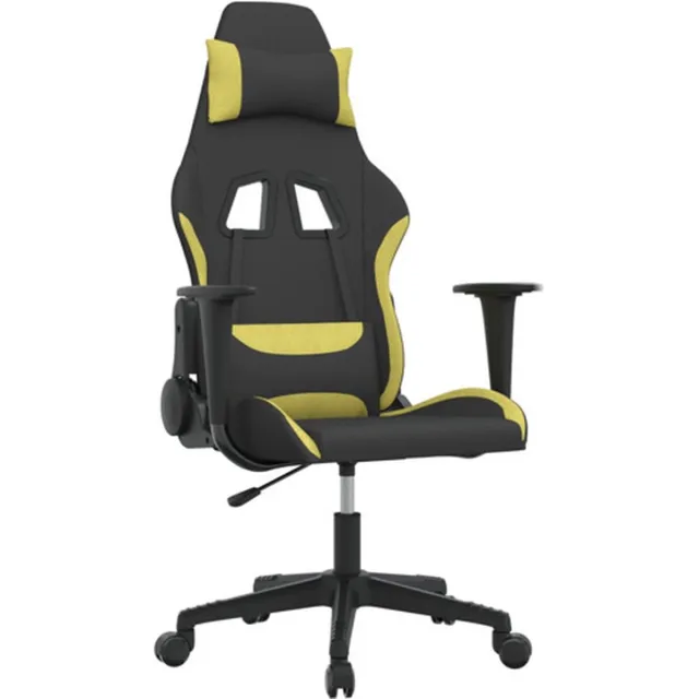 vidaXL Massage - gamestoel - stof - zwart - en - lichtgroen zwart en lichtgroen