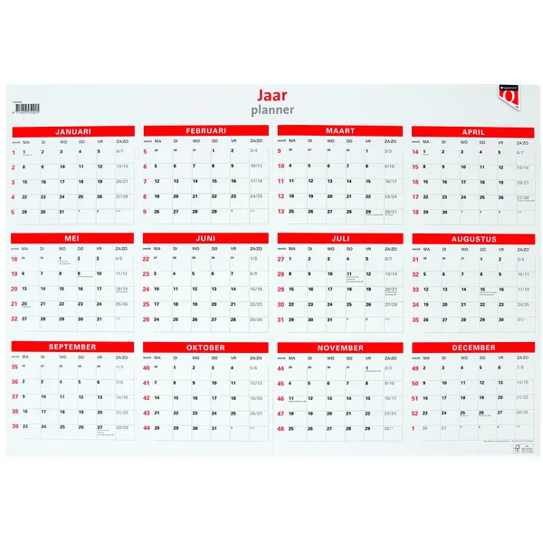 Quantore Jaarplankalender 2025 Quantore 48x68cm